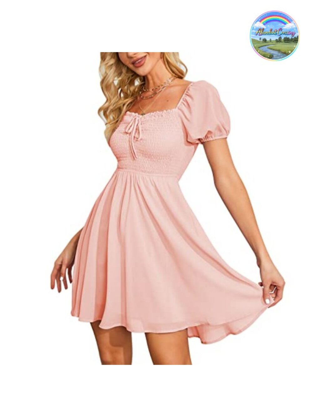 Sweetheart Neckline Smocked Sundress Floral Puff Sleeve Mini Dress